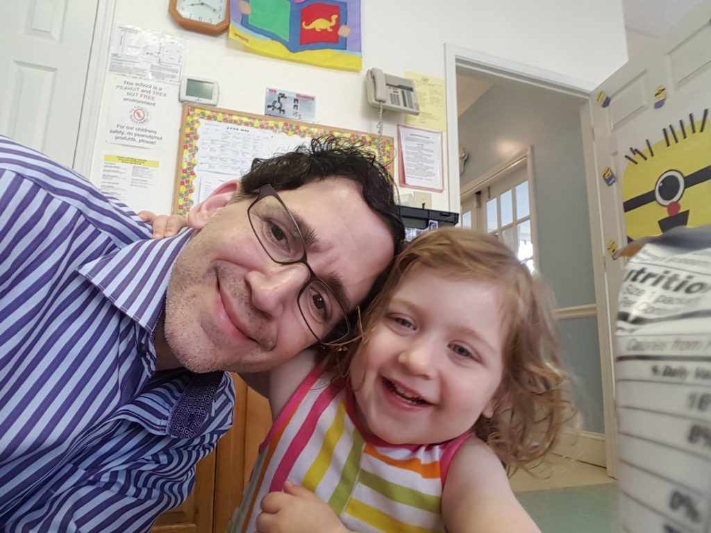 Little Syd Hugging DaDa at pre-school